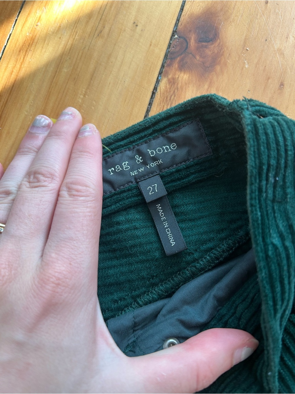 Rag and Bone green corduroy flare pants 27 - Picture 8 of 8